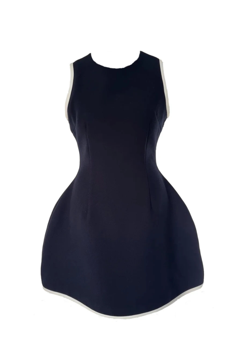 Jewel Neck Mini Dress | Navy