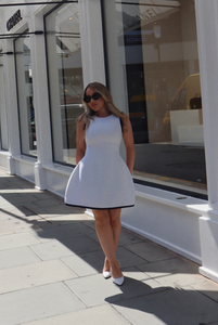 Jewel Neck Mini Dress | White