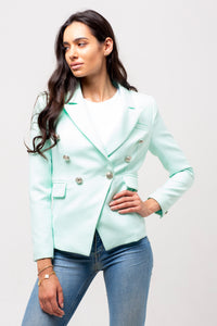 SILVER BUTTON TEXTURED BLAZER MINT