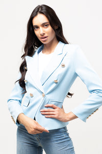 CLASSIC LIGHT BLUE GOLD BUTTON BLAZER