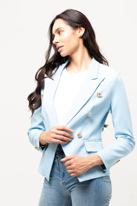 CLASSIC LIGHT BLUE GOLD BUTTON BLAZER