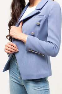 DEEP BLUE SILVER BUTTON BLAZER