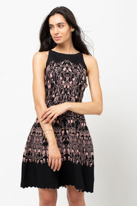 BLACK PINK DETAIL PRINT DRESS