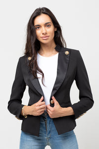 COLLAR ONE GOLD BUTTON BLAZER BLACK