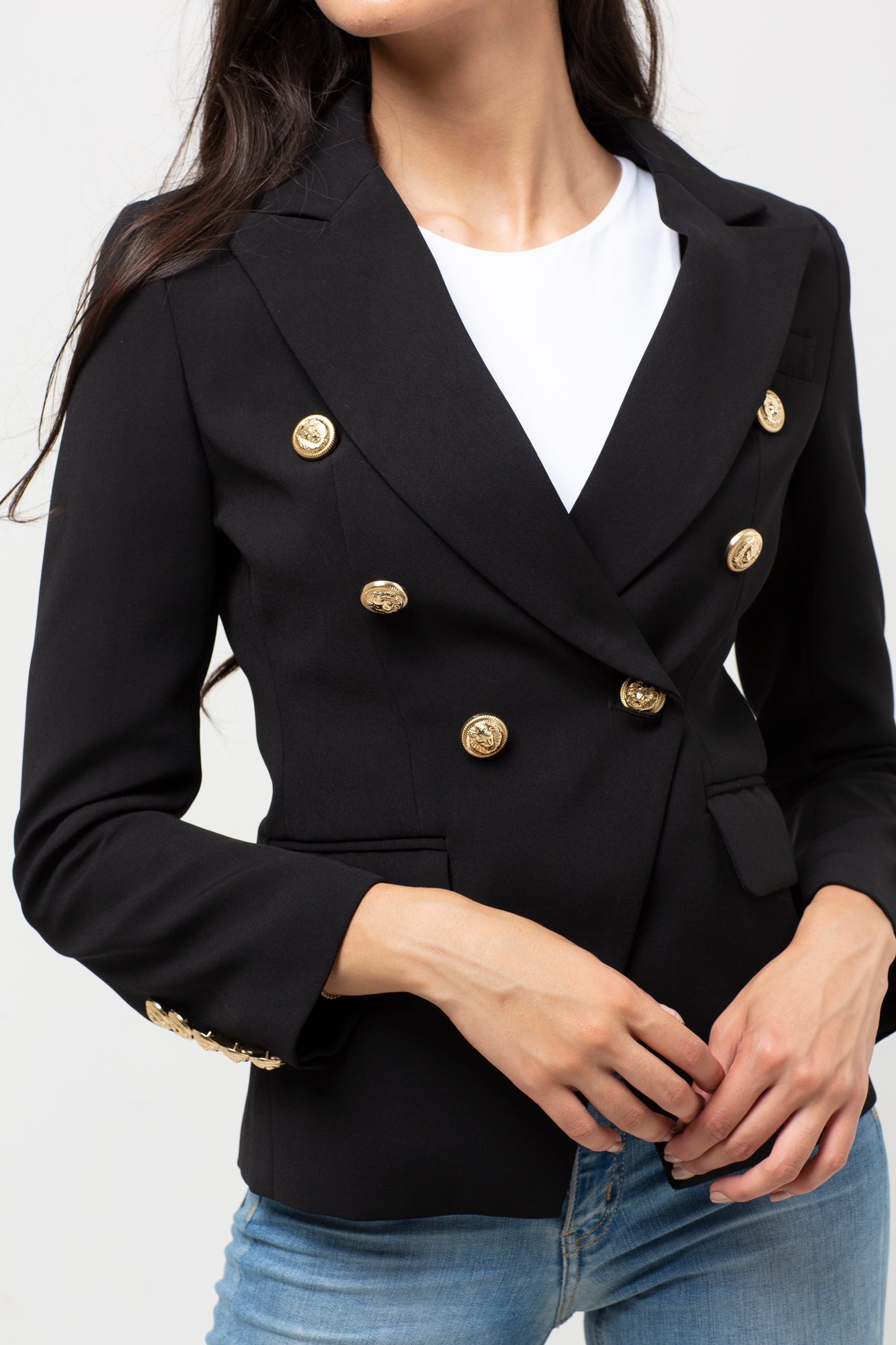 CLASSIC GOLD BUTTON BLAZER BLACK